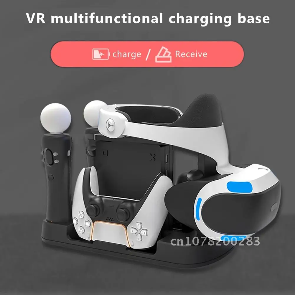 

Charger Stand Station Holder Dock Support Base for PS5 VR Move Game Controller 6 in 1 Charging Helmet Host VR Charger