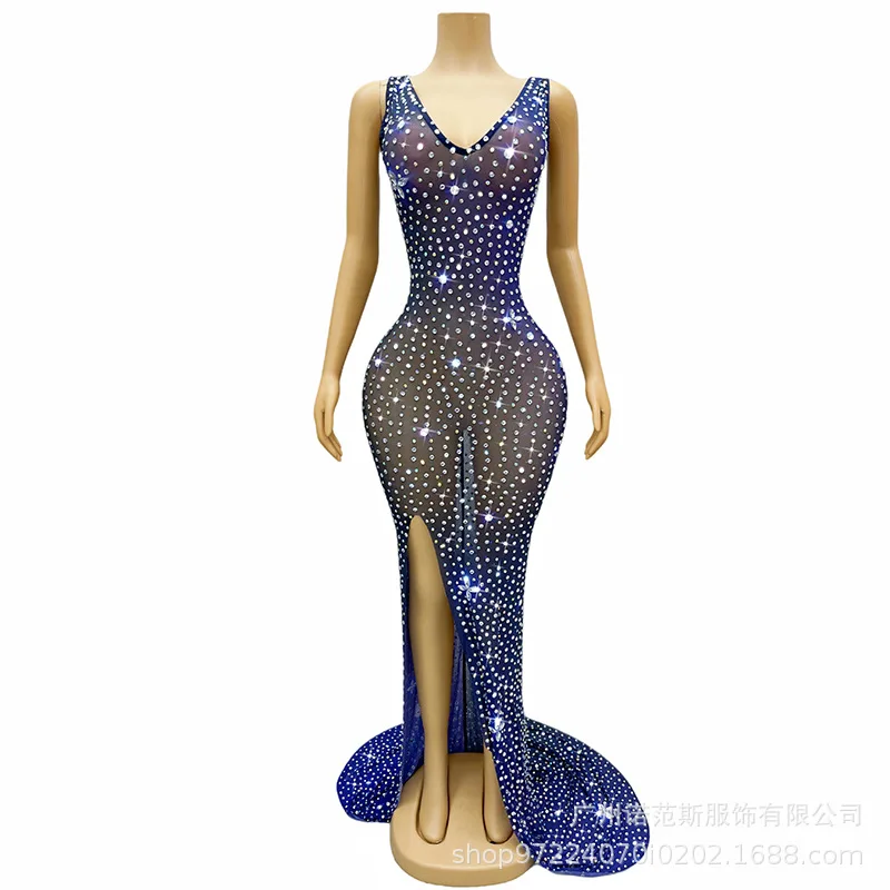 

Deep V Sexy Perspective Social Evening Wear Company Annual Meeting Red Carpet Catwalk Event Mermaid Performance Costume Vestidos