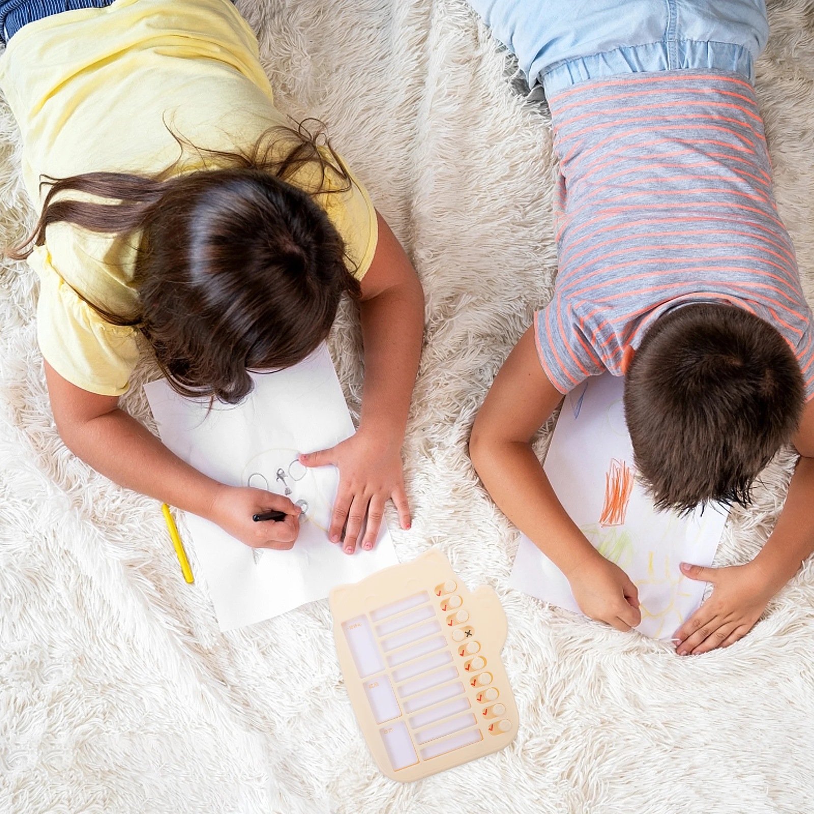 

1 set Daily Time Management Chore Chart Planner Kids Rewards Chart Self-Discipline Tracker Erasable Board for Habit