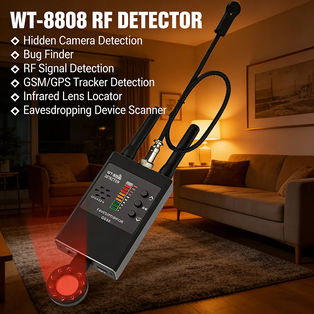 Anti Spy Hidden Camera Detector Bug Wireless RF Signal Detect GSM GPS Tracker Lens IR Camera Finder Eavesdropping Device Scanner