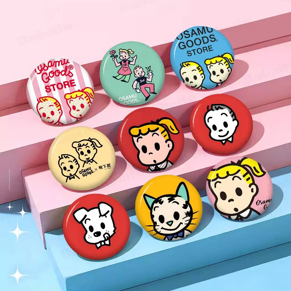 O-Osamu Goods Banner Art Anime Button Pin Handmade Brooch for Clothes Cartoon Badge Backpack Decoration Jewelry Accessories