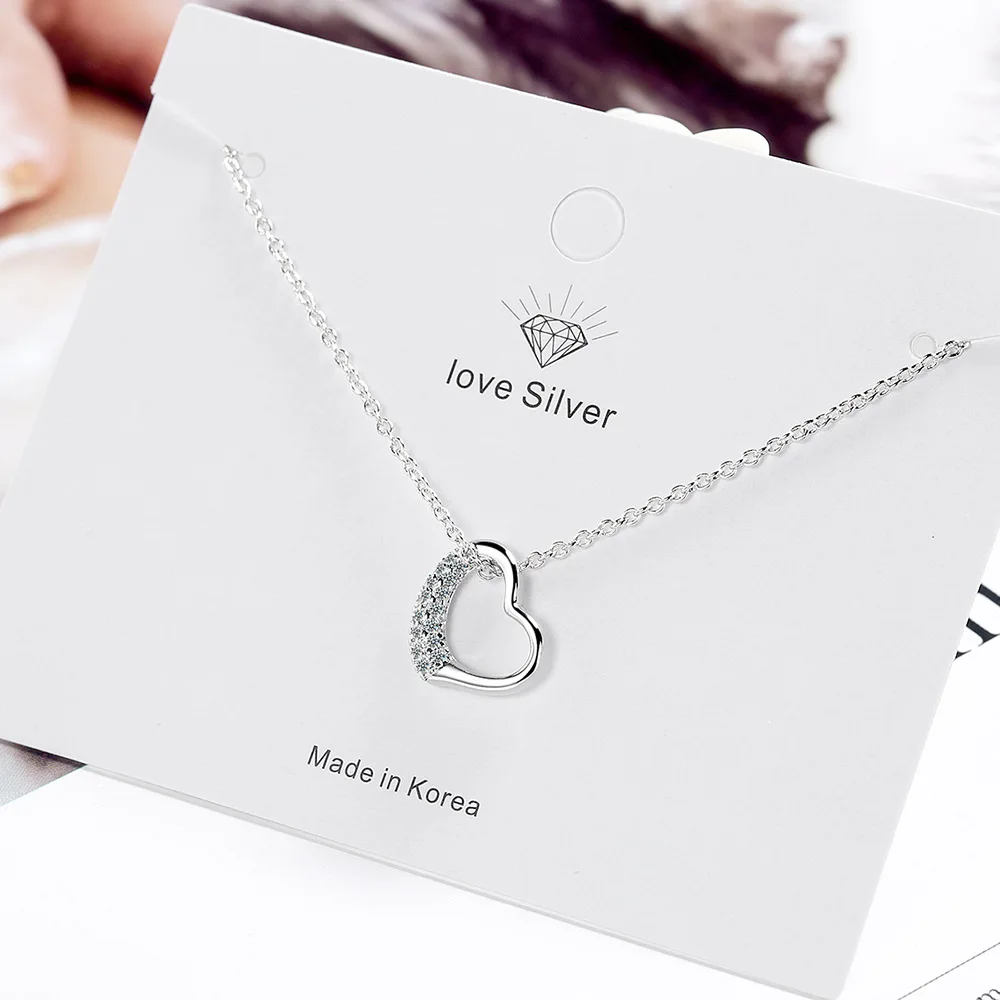 

Fashion 925 Sterling Silver Female Zircon Heart Necklaces For Women Party Luxury Designer Jewelry Gift Female GaaBou Jewellery