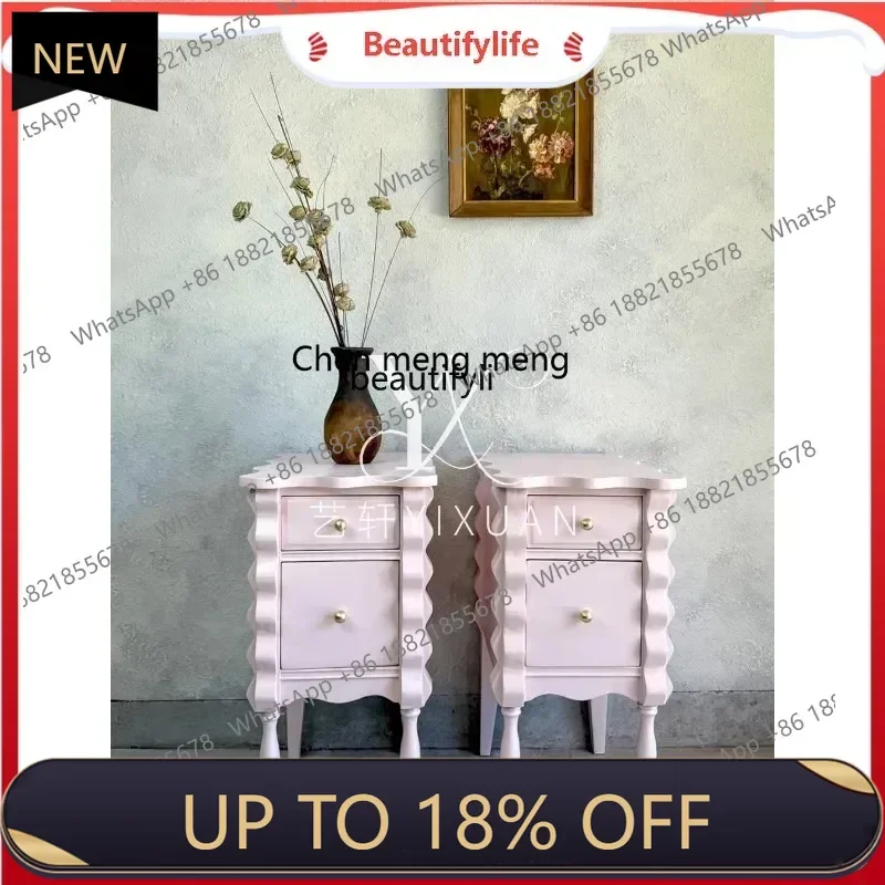 

P178 French Style Solid Wood Bedside Table American Style Home Simple Creative Bedside Cabinet Bedroom Storage Cabinet