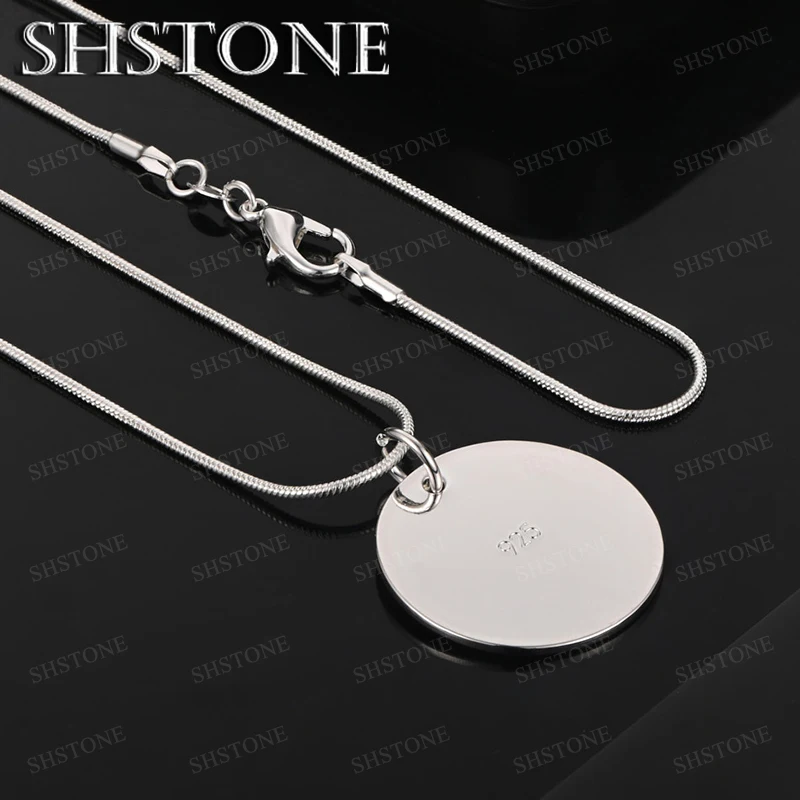 925 Sterling Silver Smooth Circular Pendant Necklace 4 Chains Lady Engagement Wedding Party Gift Accessories Men Fashion Jewelry