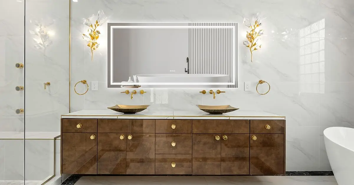 New LED Bathroom Mirror 72x36 Inch with Front and Backlit CRI 90+ 3 Colors & Stepless Dimmable Lighted Bathroom Mirror