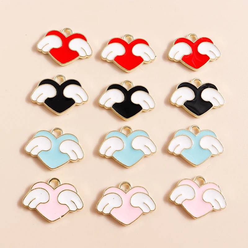 20 Stück niedliche, bunte Emaille-Anhänger in Form von Herzen und Blumen zum Basteln von Schmuck, Ohrringen, Halsketten und Armbändern – ideal für DIY-Bastelprojekte. – Detail 33