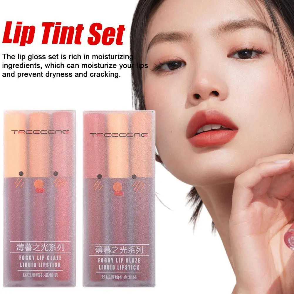 3 ชิ้น/เซ็ตลิปสติกแต่งหน้าสําหรับผู้หญิง Lip GLOSS ชุดเครื่องสําอางราคาถูก Lip Stick Matte ลิปสติกความงามยาวนานสําหรับผู้หญิง