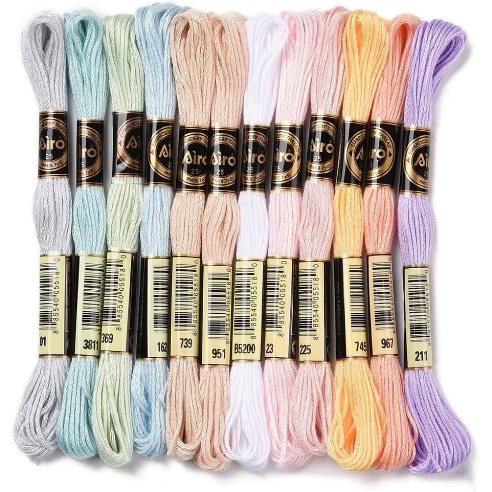 12 Skeins 105 Yards Variegated Embroidery Thread Embroidery Floss 6 Strands Macaron Friendship Bracelet String Stitch Threads