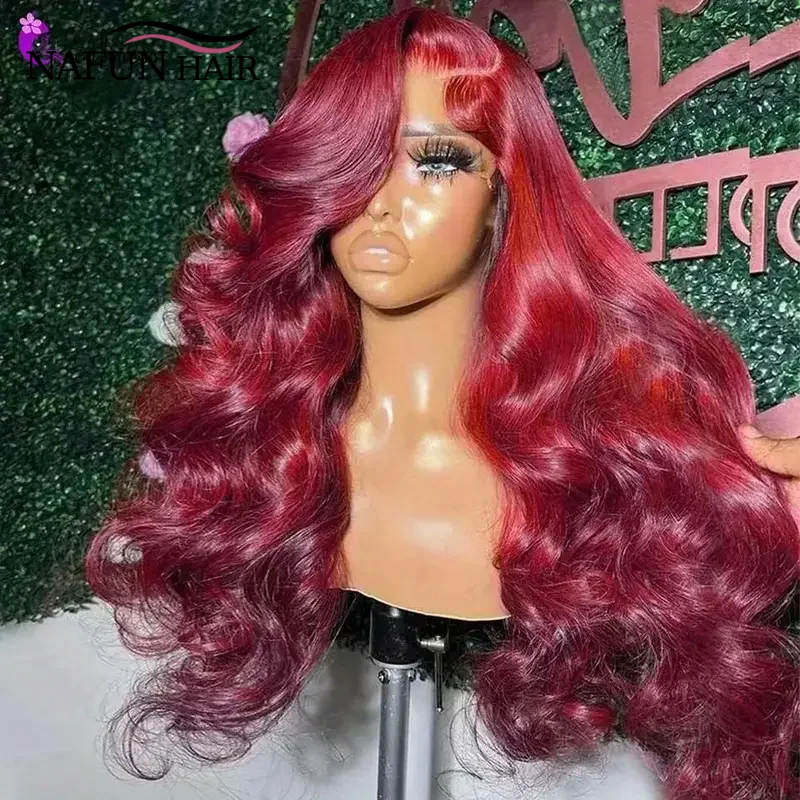 Burgundy 99J Body Wave 13x4 Hd Transparent Lace Frontal Human Hair Wig Lace Front Wigs For Women Brazilian Red Colored Remy Wig