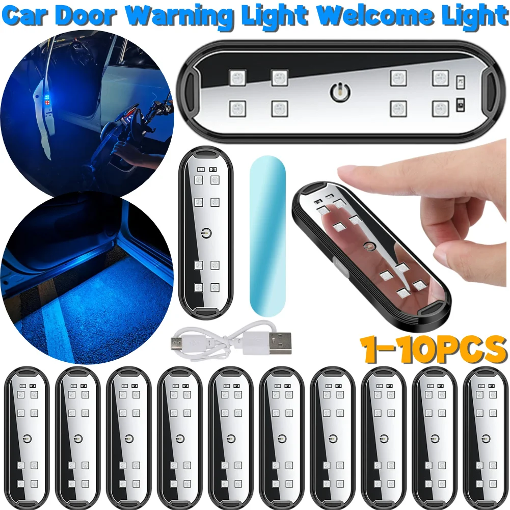 

1-10Pcs Anti-Rear-End Light LED Car Atmosphere Lamp Anti-Collision LED Welcome Light USB Charging Emergency Signal Light