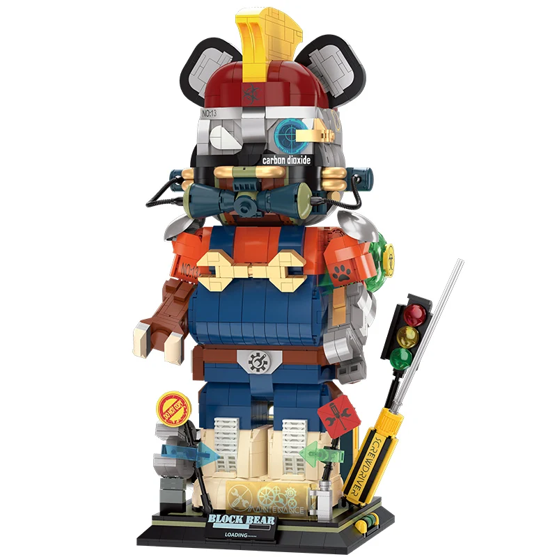 2024 New MOC Mechanical Bear Half Body Robot Blocks Building Bricks Assembling Model Collection Toys For Children Gifts Set