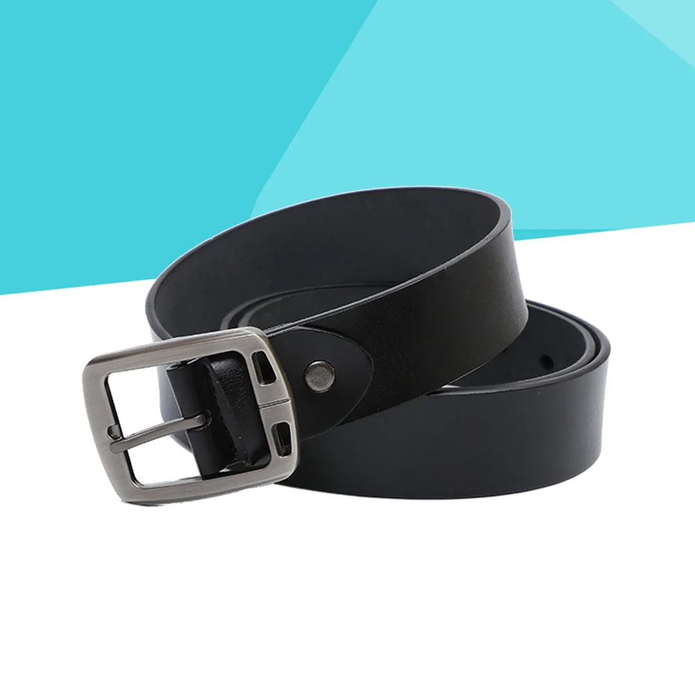 

Men Pin Buckle Belt Genuine Vintage Adjustable Strap For Jeans Pants Black Mens Waistband
