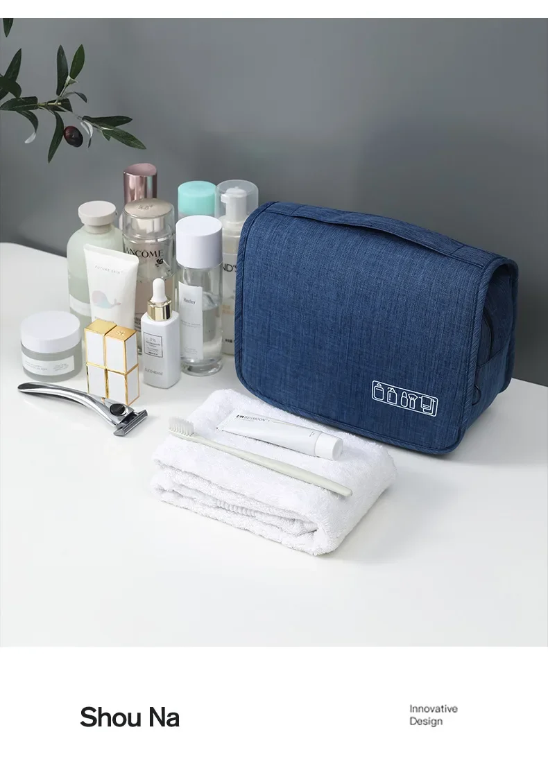 Oxford Stoff Männer Business Tragbare Aufbewahrungstasche Toilettenartikel Organizer Frauen Kosmetiktasche Wasserdicht Hängende Reise Waschbeutel – Detail 12