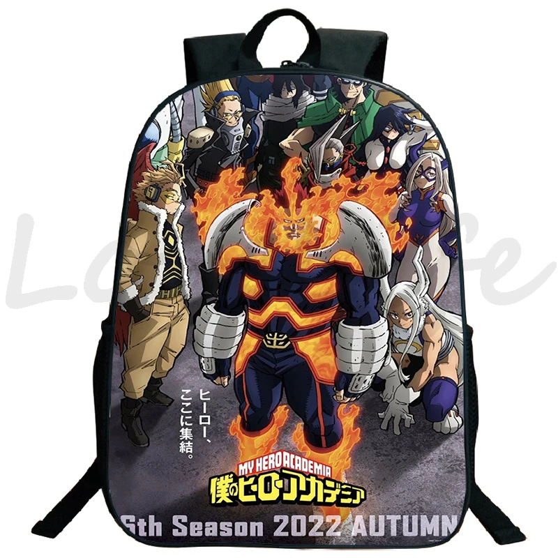 Japan Anime My Hero Academia 6 Backpack Boys Girls School Bags Kids Cartoon 3D Bookbag Students Zipper Bagpacks 16 Inch Mochila