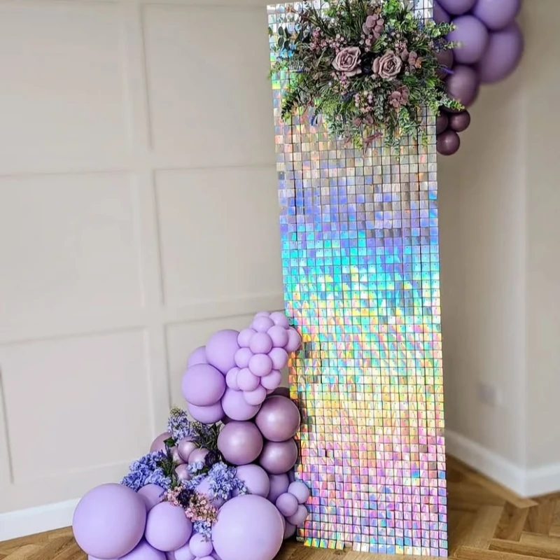 

12/16/18pcs Shimmer Sequare Sequins Wall Backdrop Panels for Centerpieces Wedding Party Decor Baby Shower Photozone Decoration