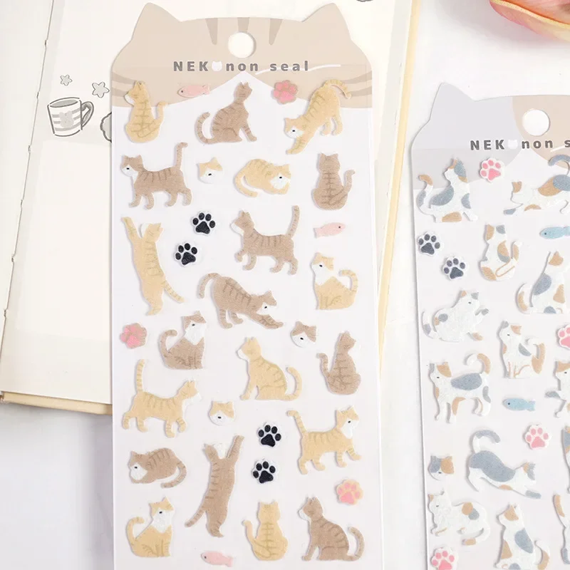 1 Pc Cute Cats Paw Felt Cloth Stickers Scrapbooking Diy Stationery Sticker Kawaii Art Supplies Gift Back To School