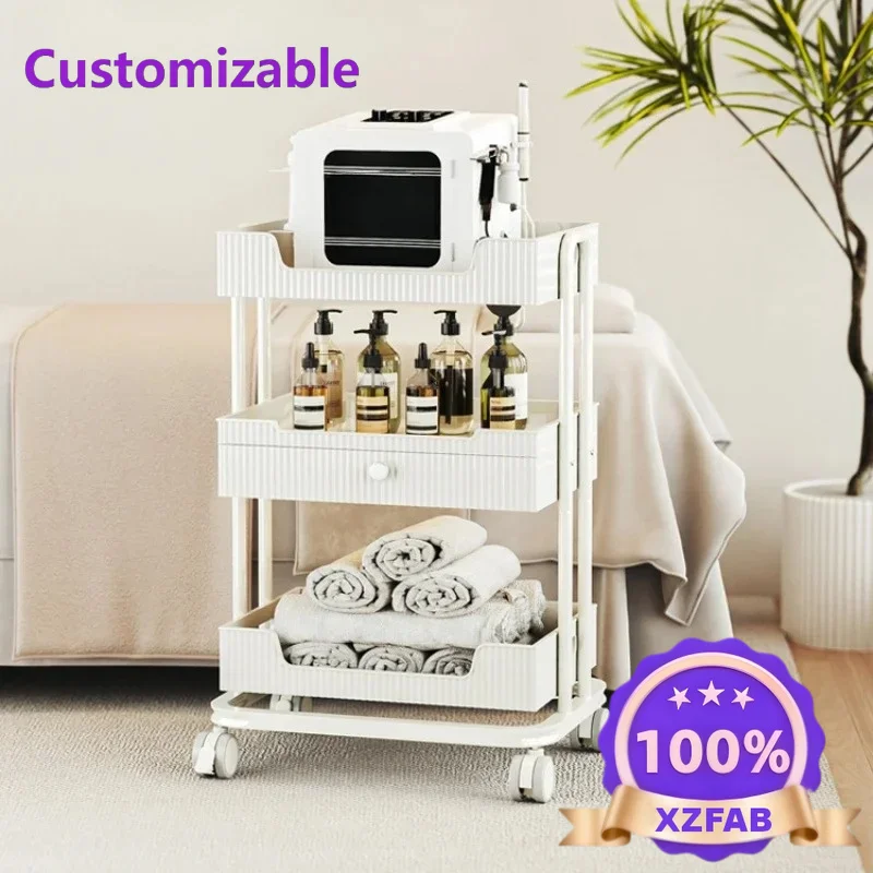 Factory Direct 2026 Auxiliary Organizer Salon Trolley Luxury Tool Nail Hair Display Cart Rolling Manicure Carrito Auxiliar Salon