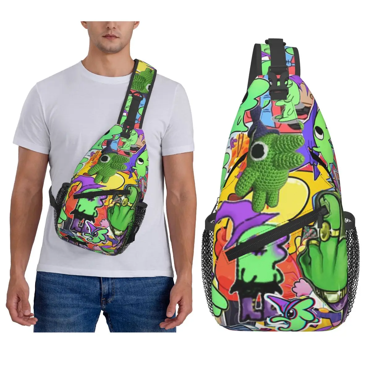 

Грудная сумка Glep From Smiling Friends, мужской рюкзак через плечо на слинге, нагрудная сумка, дорожный походный рюкзак, сумка на плечо