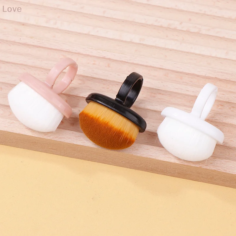 [L&P] فرشاة غبار لفن الأظافر، فرشاة بإبزيم، جل بيضاوي لتنظيف الغبار، فرشاة مكياج على شكل حلقة، أدوات مانيكير