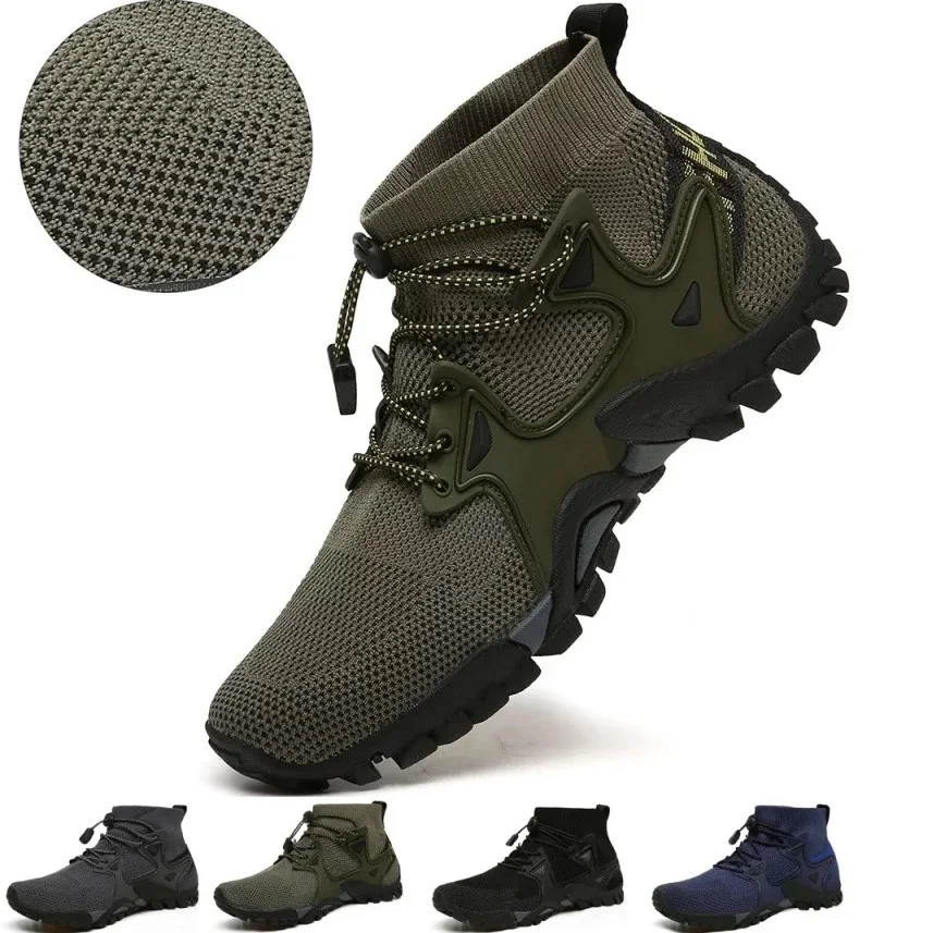 Breathable Mesh Men\'s Botas Tactical Boots Hiking Soft Shoes Outdoor Non-Slip Trail Trekking Climbing Designer Wading Sneakers