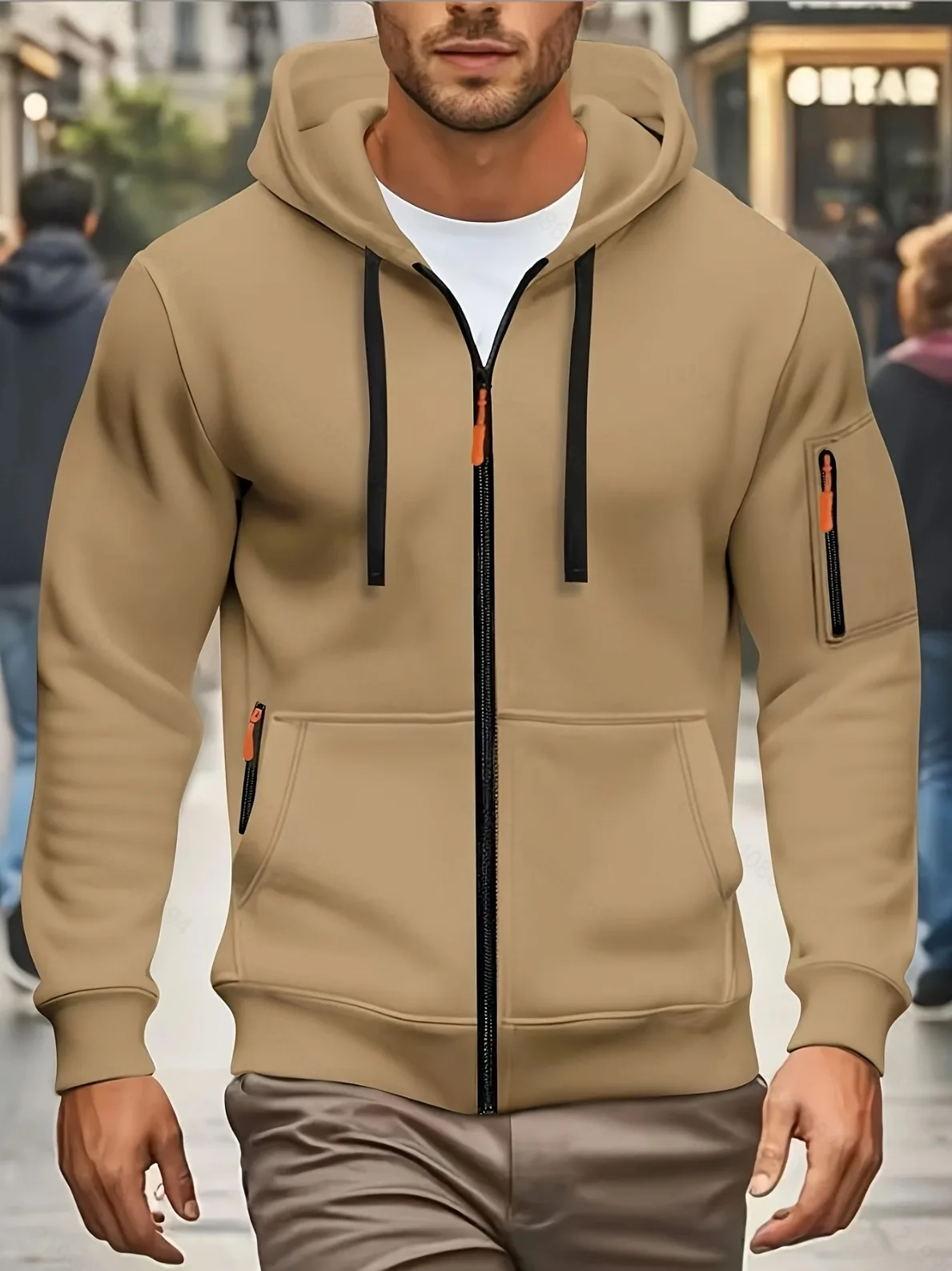 2026 autunno e inverno nuovo sciolto plus size uomo trendy multi tasca con cerniera cardigan felpa giacca felpa con cappuccio