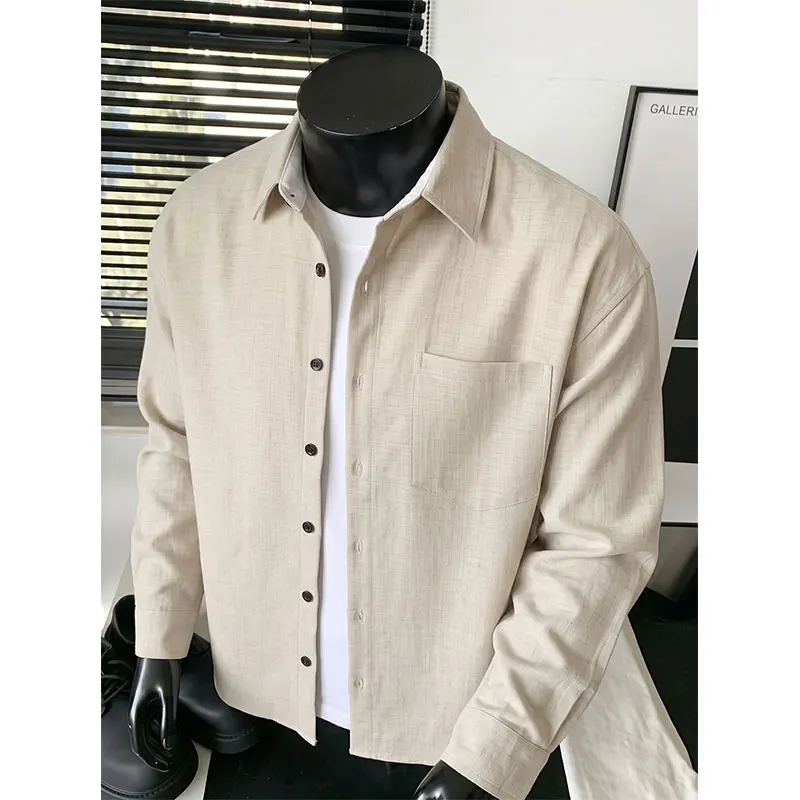 Autumn New Thick Shirts Men Clothing 2026 Old Money Style Long Sleeve Men's Casual Shirt Loose Turn Down Collar Blouse Homme 5XL