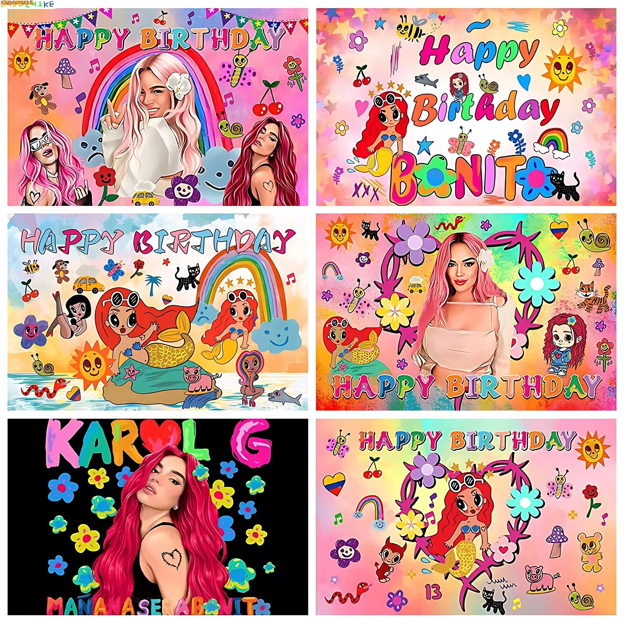 

New Album Song Manana Sera Bonito Bichota Karol G Background Girl's Birthday Party Decoration Super Singer Star Photo Props RV01