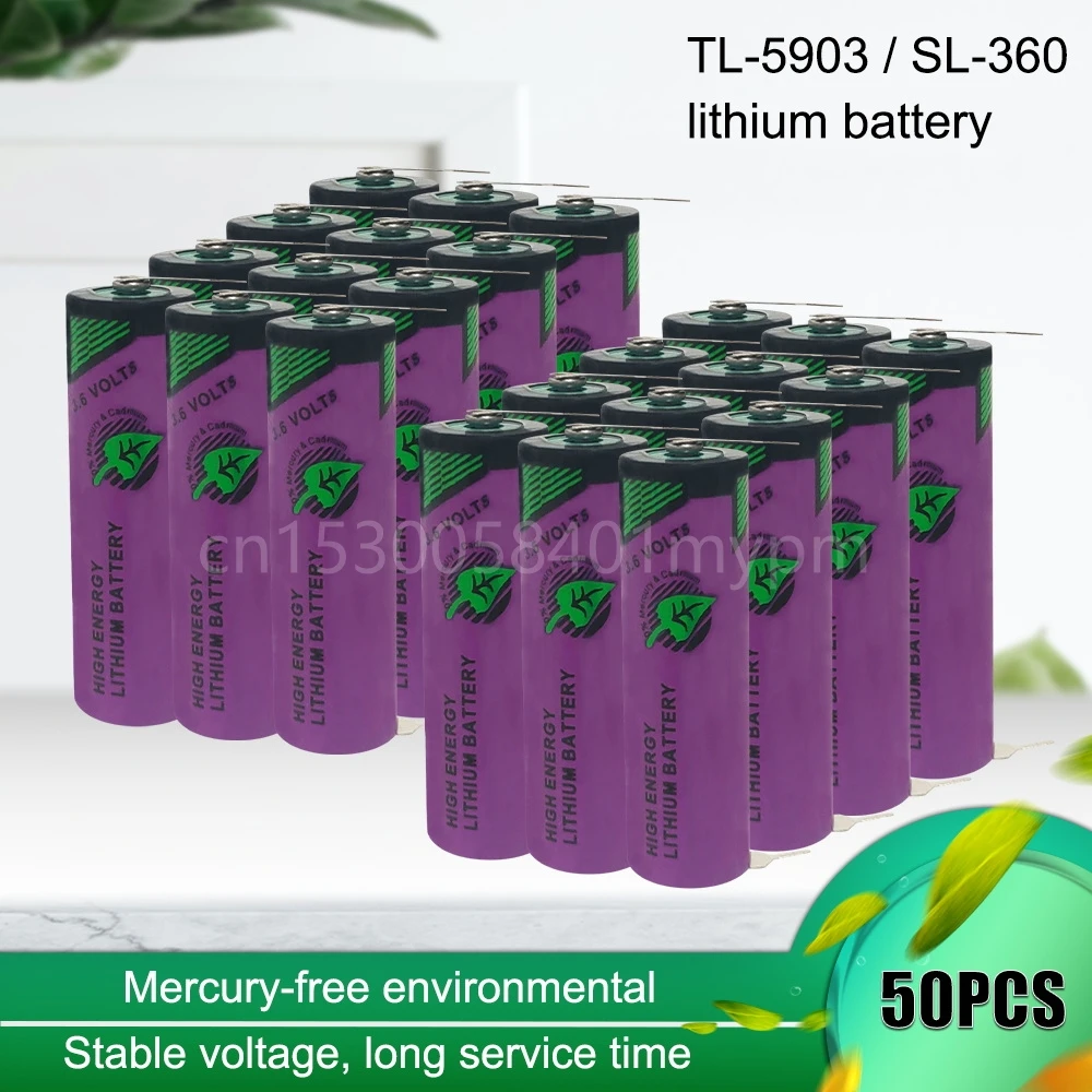 

50PCS 3.6V TL-5903 TL5903 ER14500 LS14500 AA Lithium Battery with Welding for PLC CNC Machine Tools Touch Screen