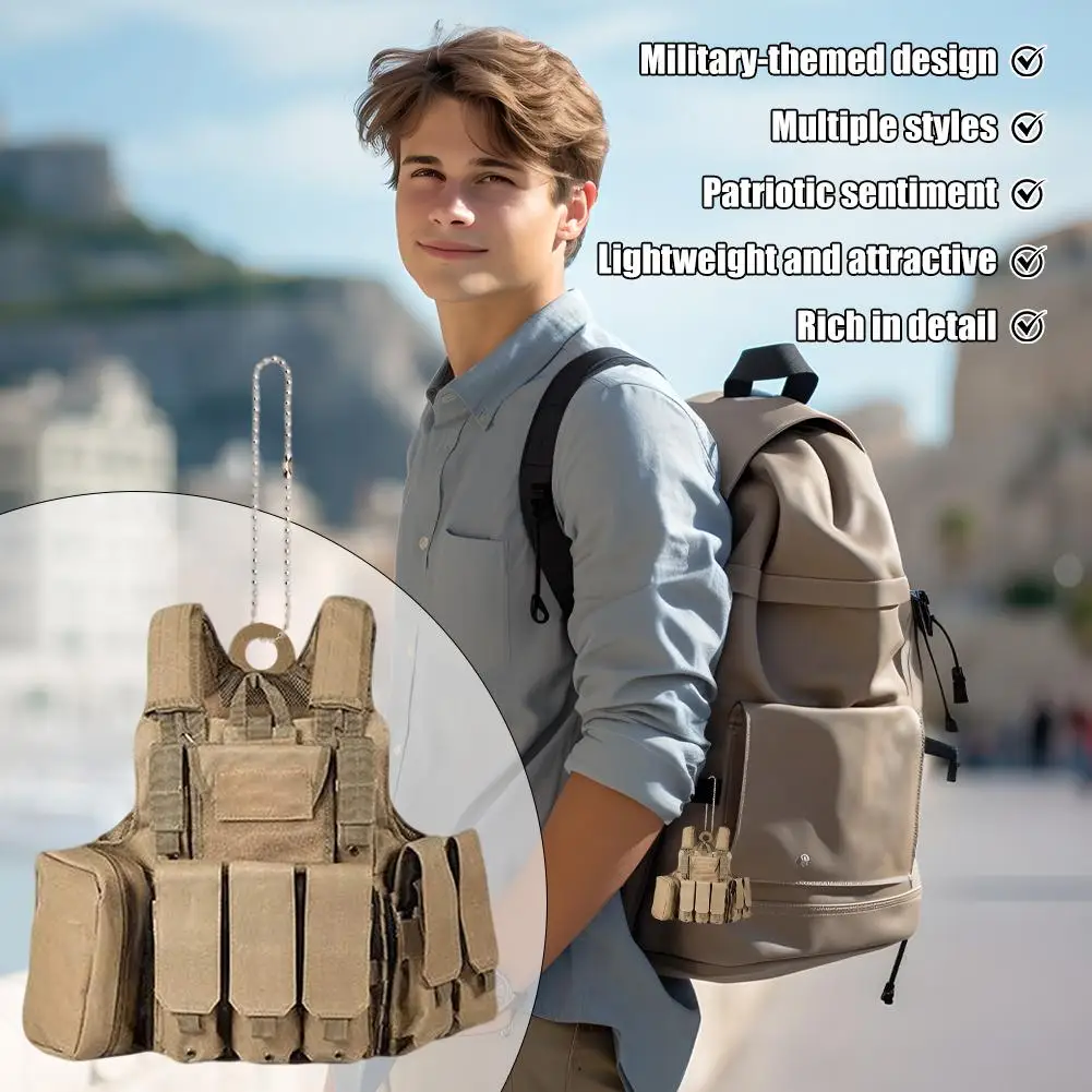 

Mini Tactical Vest/Backpack Pendant - Military Camo Car Rearview Mirror Ornament/Keychain/Bag Charm For Outdoor CS Hunting I7G4