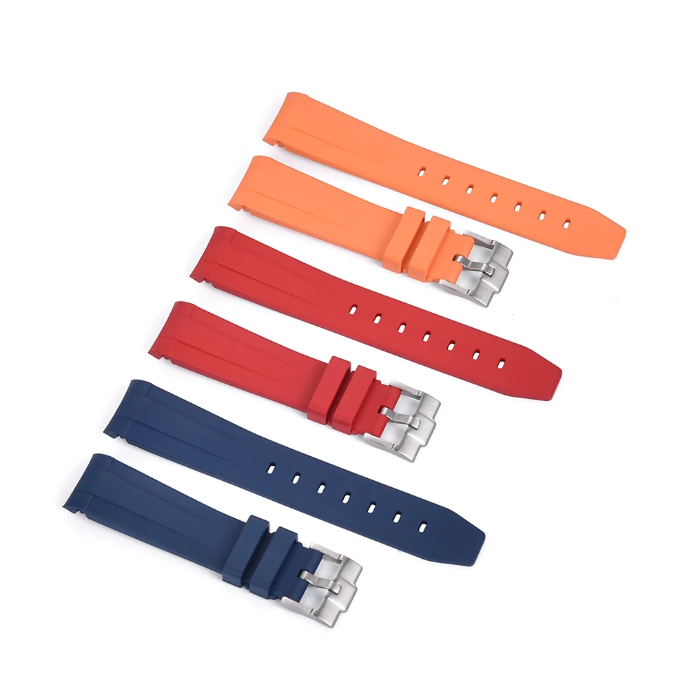 Waterproof Curved End Rubber Watch Strap Fit Moonwatch 20/22mm