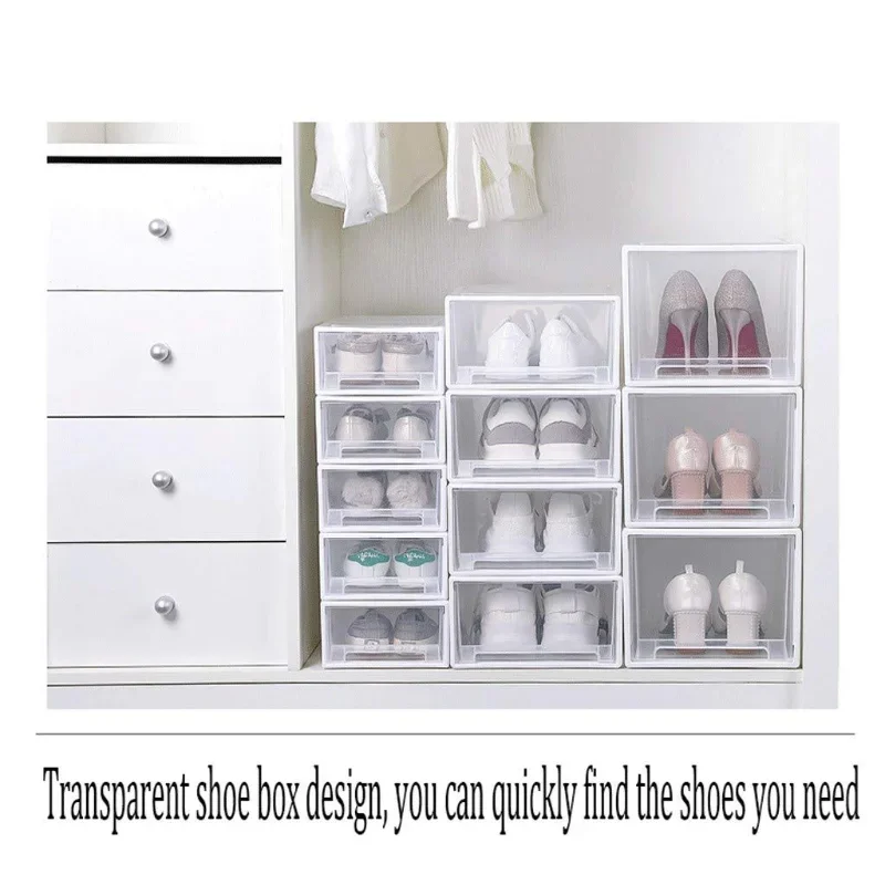 1pcs Transparent Plastic Shoes Case Thickened Drawer Case Plastic Shoe Boxes Stackable Box Shoe Organizer Shoebox