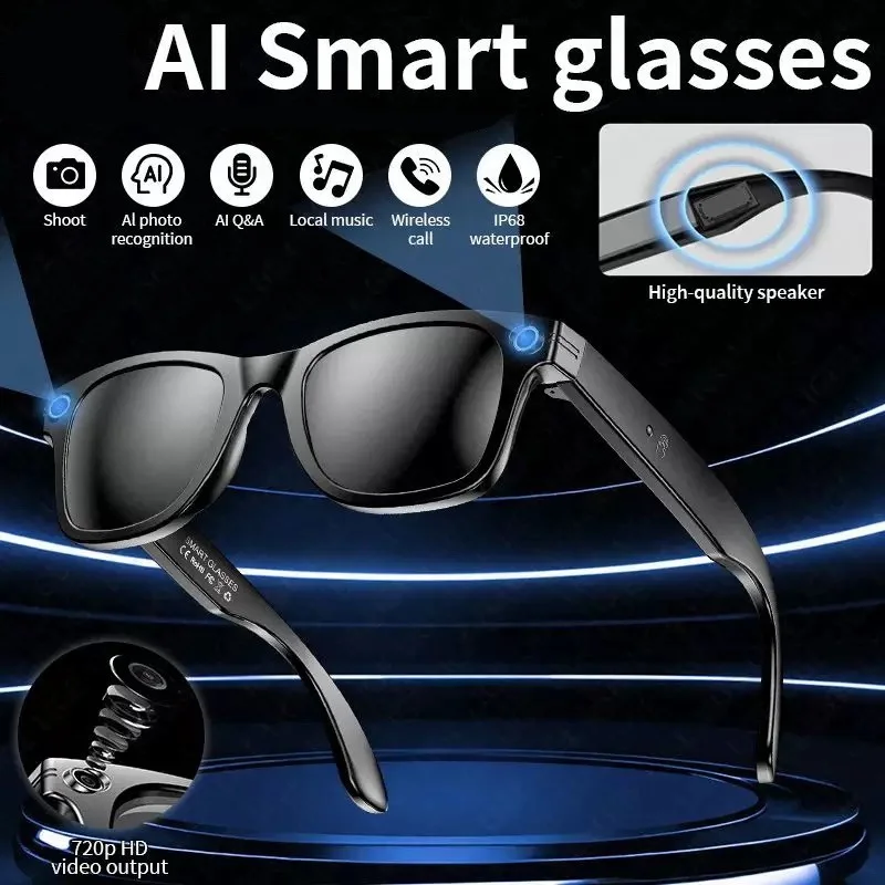 

Smart Glasses Record Video AI Photo Recognition Answer Translation 260mAh Large Battery IP65 Waterproof Bluetooth Glasses