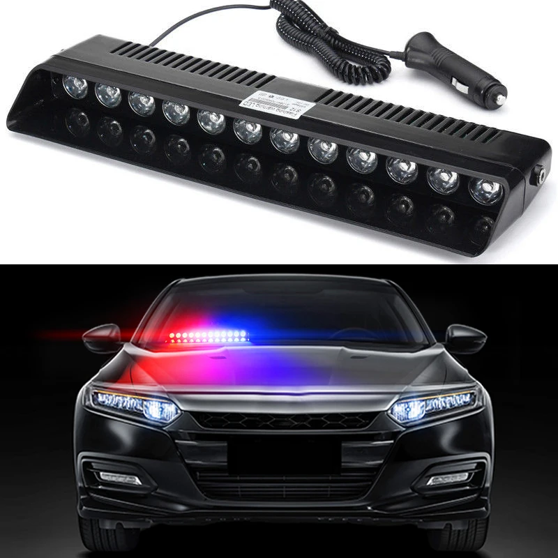 

Police Lights Car LED Strobe Light Red/Blue Amber/White Signal Lamps Flash Dash Emergency Flashing Windshield Warning Light 12V