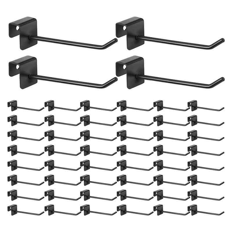 

48 Pcs Gridwall Hooks 4 Inch Black Metal Panel Hook Hanger Square Tube Hooks Cubicle Coat Hook Peg Hooks