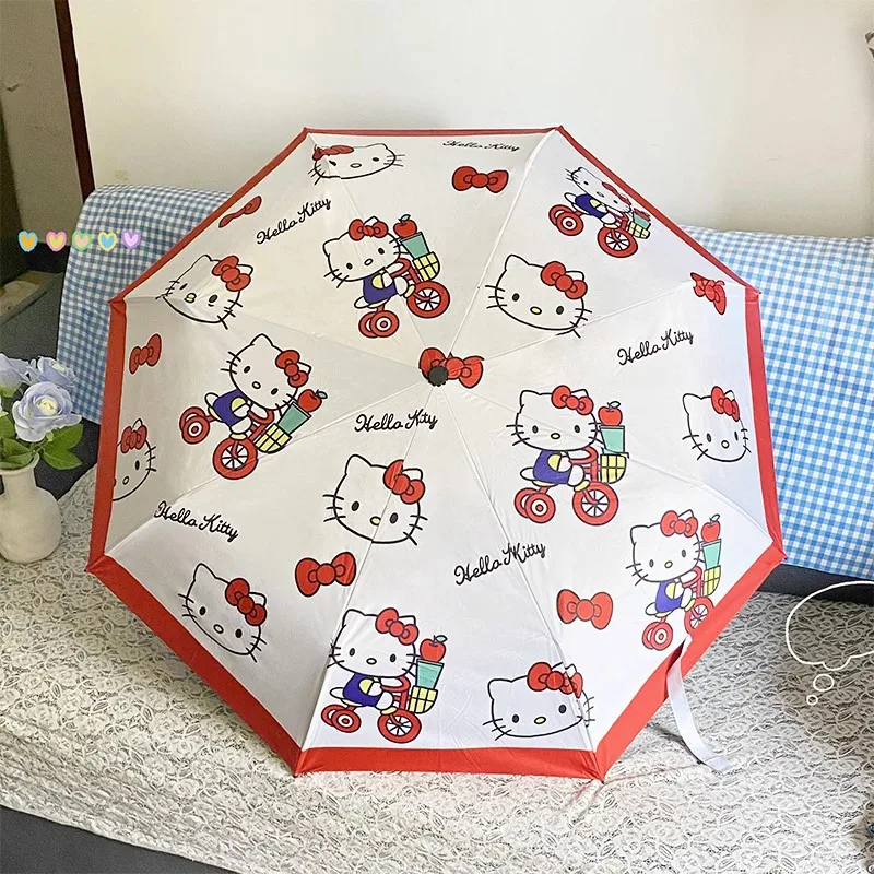 Sanrio Hello Kitty Kids Folding Umbrella Kuromi Automatic Open Cartoon Travel Umbrella Compact Windproof for Girls Boys Women