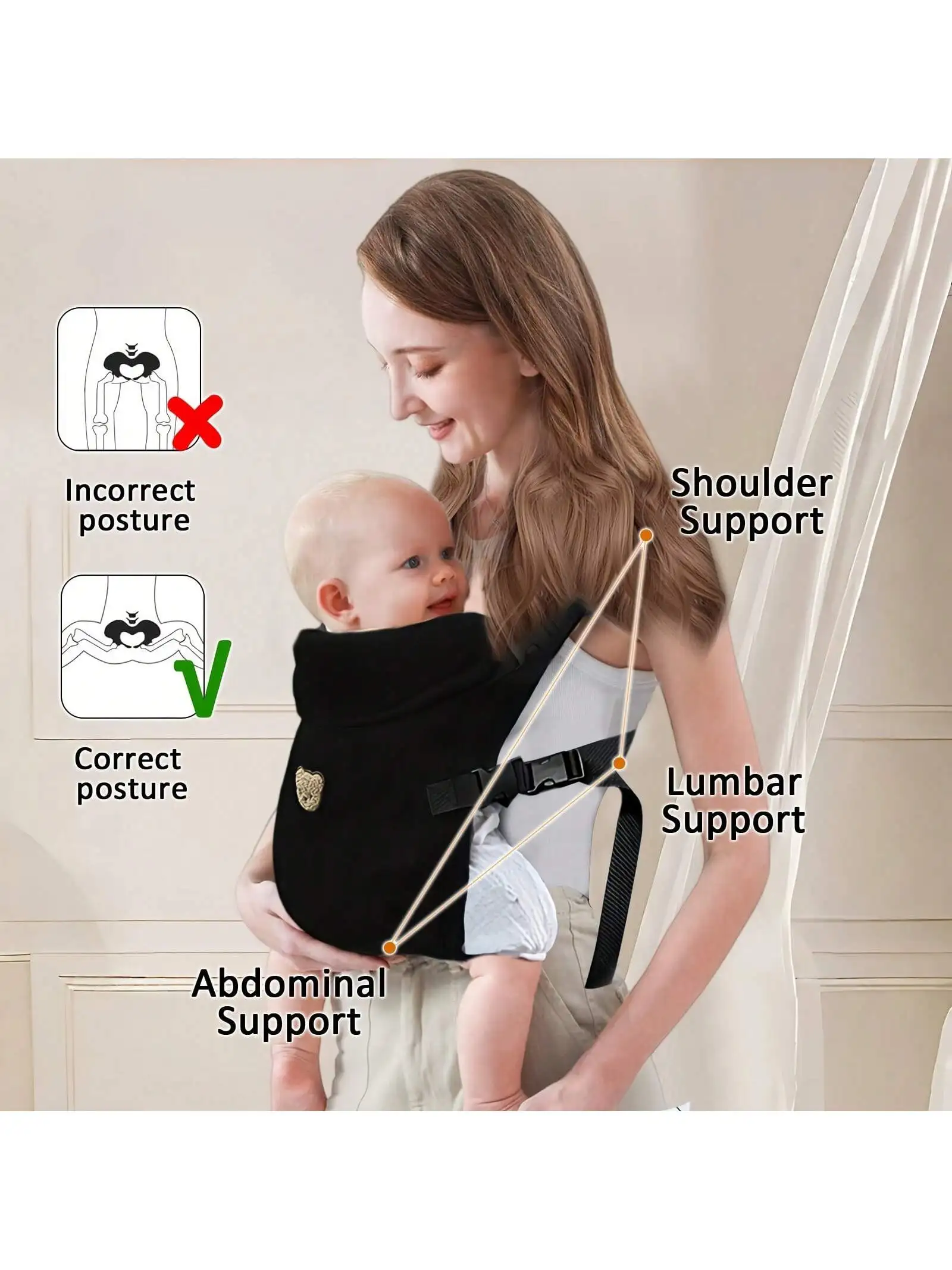 1 Buah Gendongan Bayi Multifungsi Teknik Fisik-4-In-1 Peralatan Perjalanan Bayi Portabel, Tali Depan dan Tali Belakang yang Dapat Disesuaikan dan Nyaman, Hadiah Baby Shower Sempurna untuk Bayi.