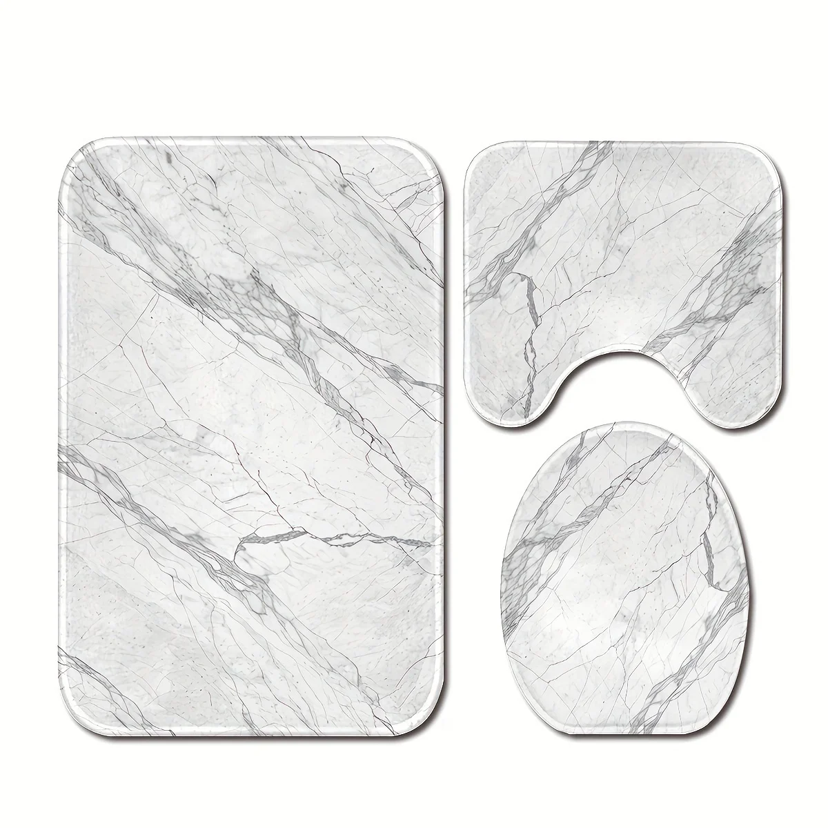 

Luxury Marble Printed Bath Mat Set White Bathroom Rug for Master Bath Home Decor Accessories Gift