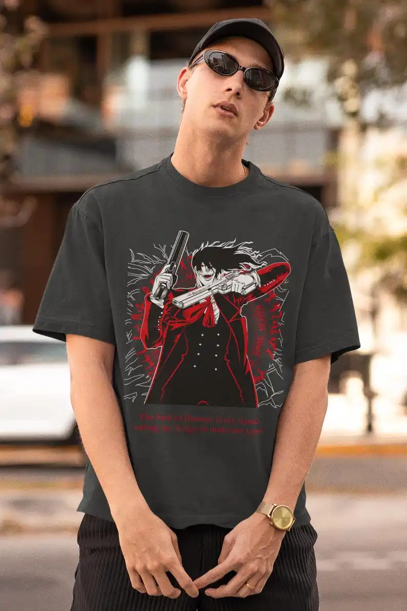 Camiseta unissex Dark Sorcery Hunter – Anime Manga Gótico Vestuário, estilo de terror japonês dos anos 2000, camiseta gráfica de fantasia sobrenatural, Vam