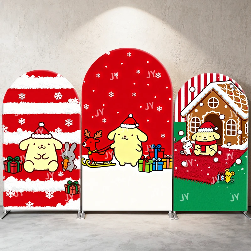 

Sanrio Pompompurin Christmas Arch Backdrop Xmas Gift Theme Party Decor Photo Booth Prop for Children 's Holiday