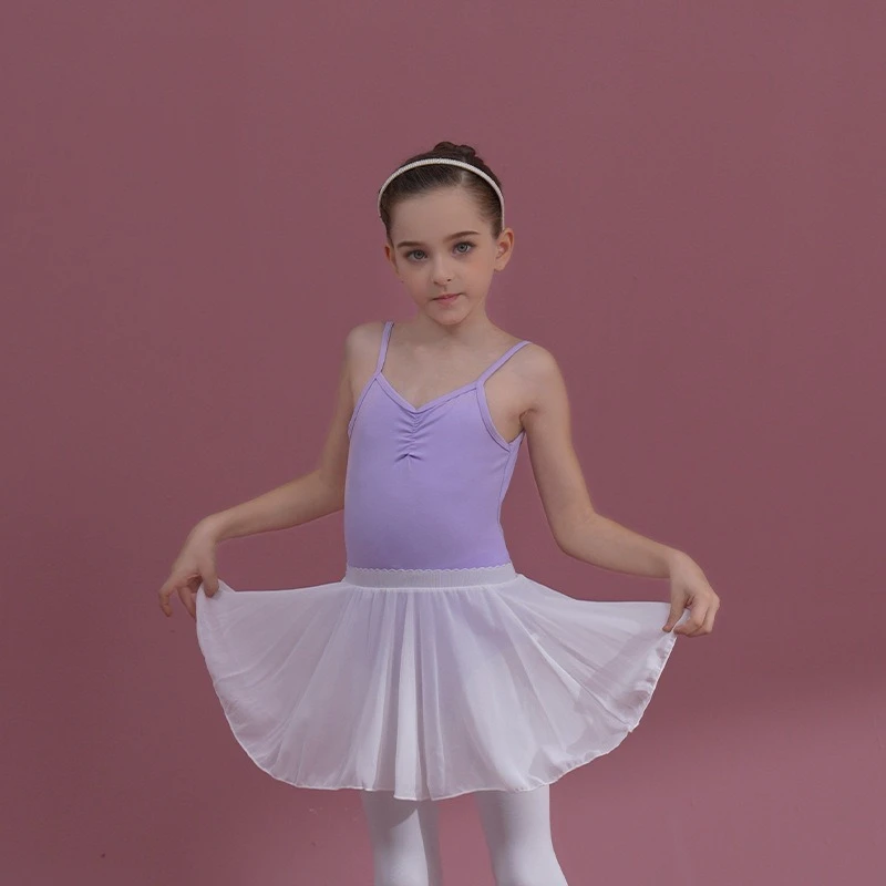 Kids Leotard Ballet Skirt Girls Gymnastics Sleeveless Dance Bodysuit Toddler Cotton Camisole Slim Tutus Dress Training Dancewear