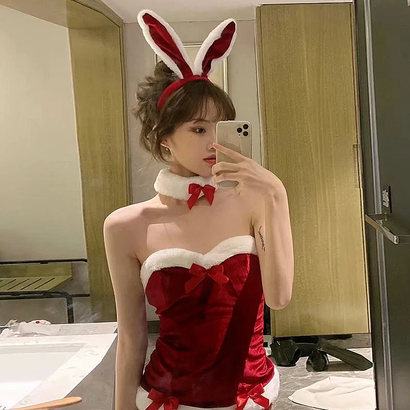 

Super Hot Christmas Lingerie Sexy Bunny Cosplay Costume Xmas Halloween Private Performance Seductive Santa Claus Adult Bodysuit