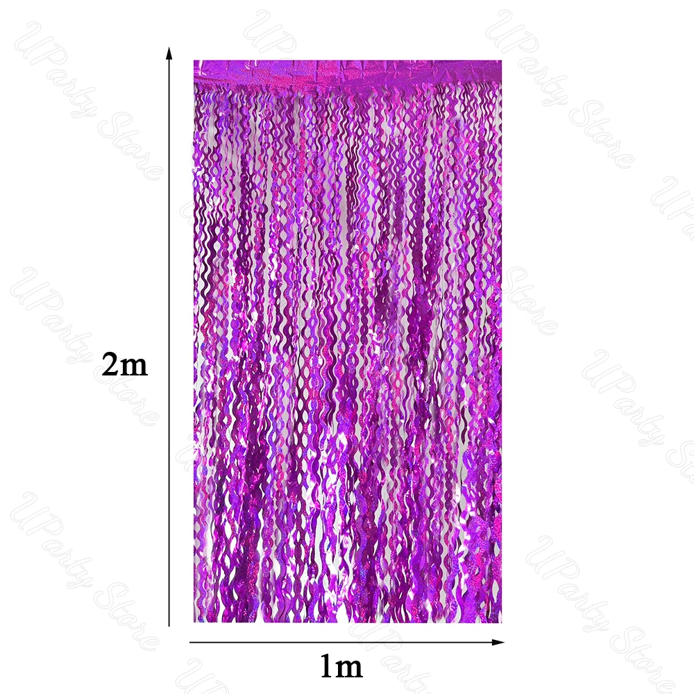 1/2 Packungen Wellenförmige Glitzervorhänge für Geburtstagsdekoration, Laser-Glitzerfransen, Regenbogen-Folien-Hintergrundvorhänge für Weihnachtsdekoration – Detail 11