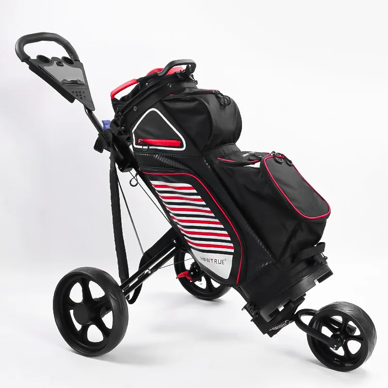 Golf Push Cart with Brake Multi-function Scoreboard Three-wheel Folding Cart Aluminum Alloy Trolley