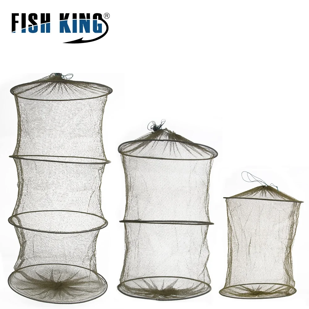 FISH KING 35-61CM Portable Fishing Net Folding Anti-Jump Storage Cage Network Fish Accessories