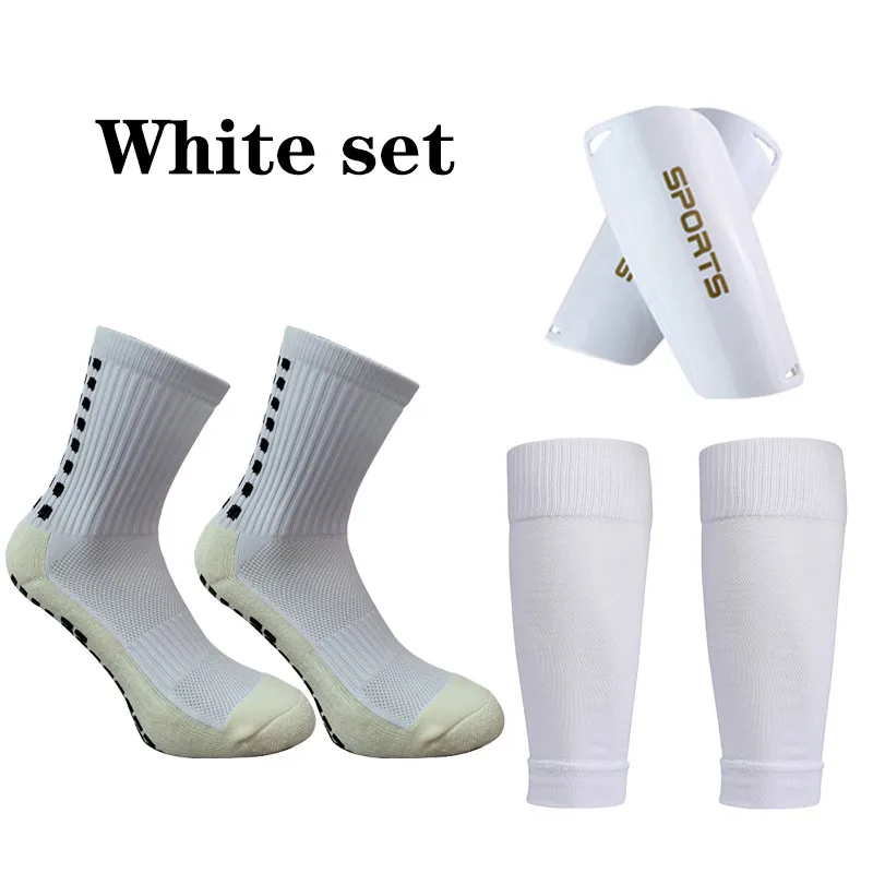 A Set Elasticity Soccer Shin Guard Sleeves Leg Cover Adults Kids Anti-Slip Football Socks Sports Leg Guards Protective Gear