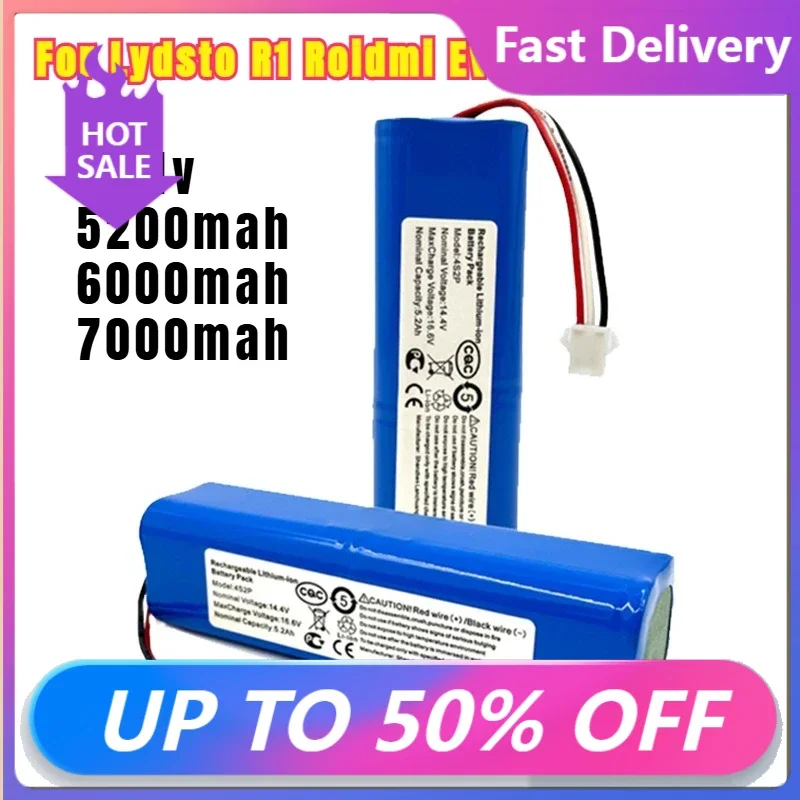 Литиевая батарея 14.4V 5200mAh/6000mAh/7000mAh 4S2P для роботов-пылесосов Lydsto R1, Roidmi Eve, Prosenic M7 14.4V