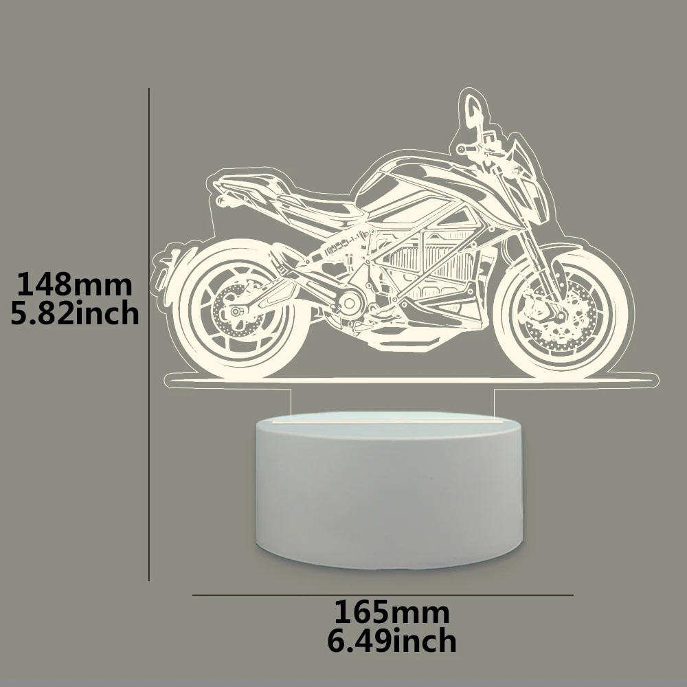 Motorcycle Modern 3D Led Night Light Color Changing For Home Room Decoration Nightlight