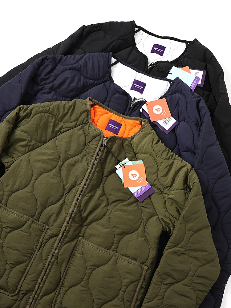 

Lightweight Comfortable Men's Jaet Diamond Cotton V-Ne Outerwear Trendy Youth Stand Fit Zipper Decoration Warmth