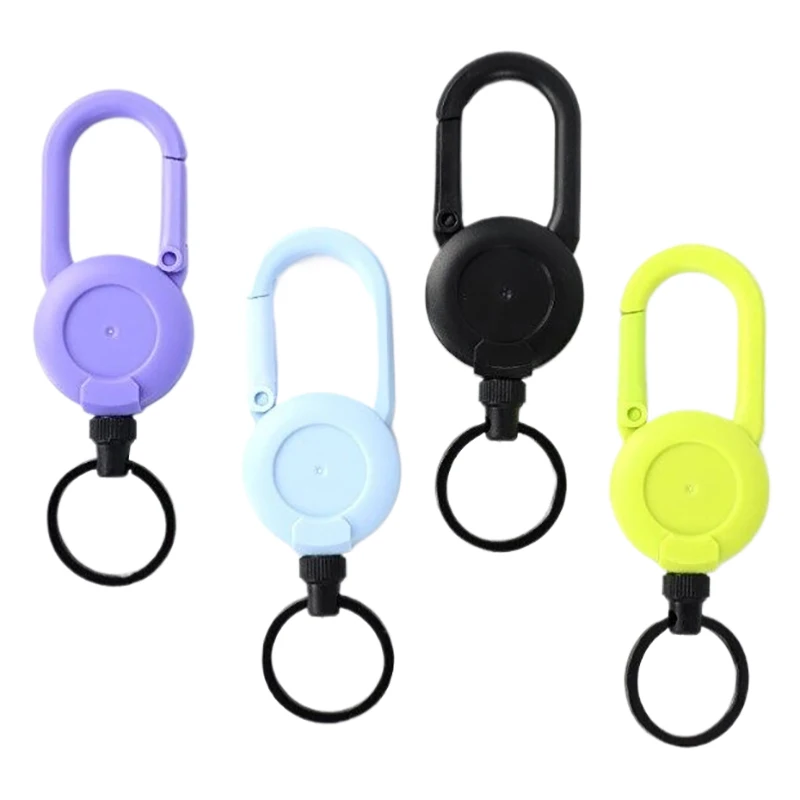 1PCS Anti-theft Metal Easy-to-pull Buckle Rope Elastic Keychain Sporty Retractable Key Ring Anti Lost Yoyo Ski Pass ID Card