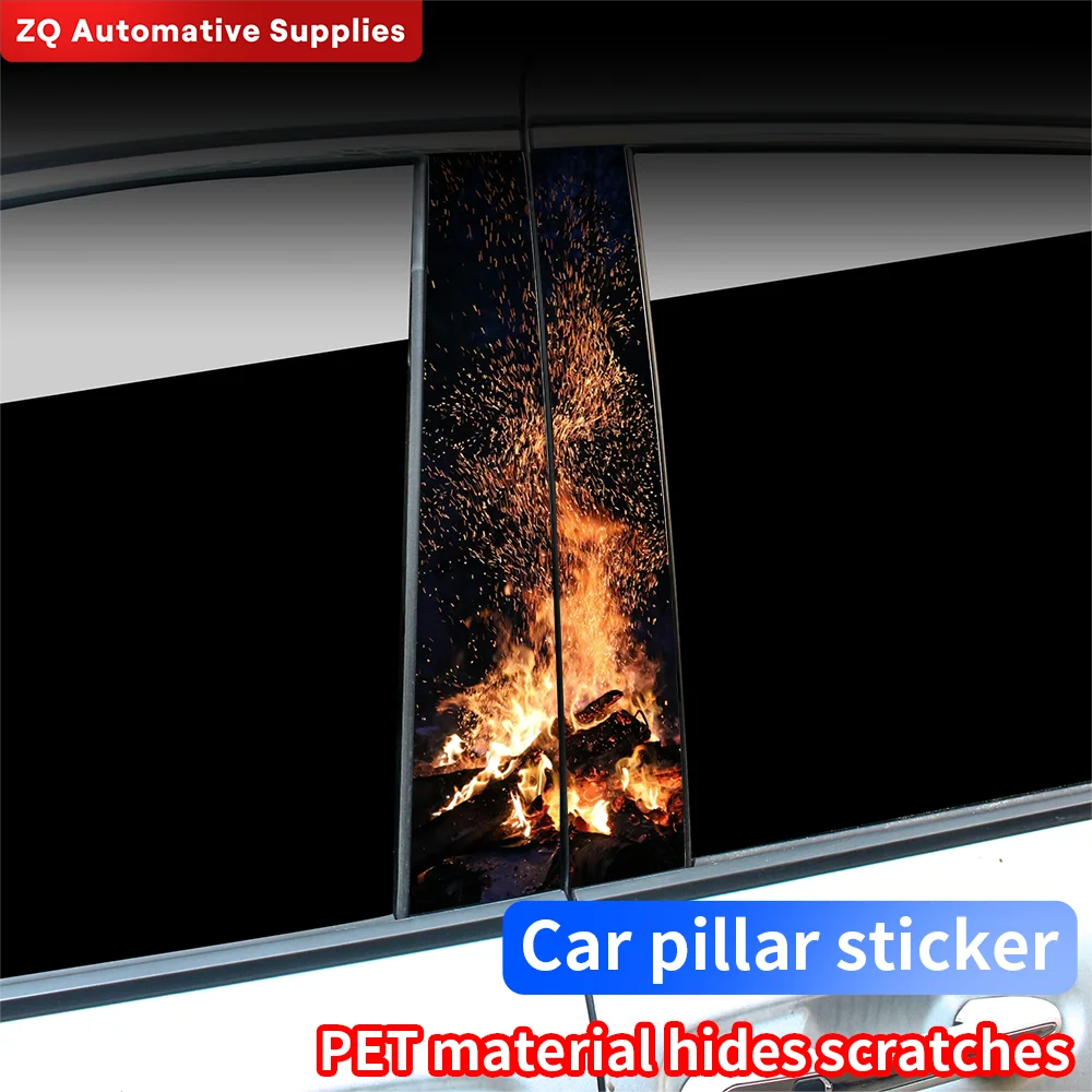

Flame Car Stickers Auto B Pillar Waterproof Sunscreen Decoration Cover Scratches DIY Car Doors Pillar Vinyl Decals Accessories